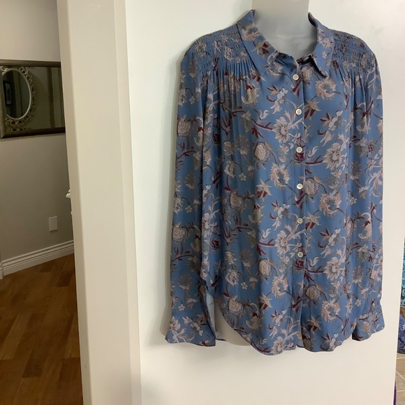 Like NEW: Veronica Beard Semi-Sheer Flowy Blouse Shirt Sz 12 - Picture 6 of 13